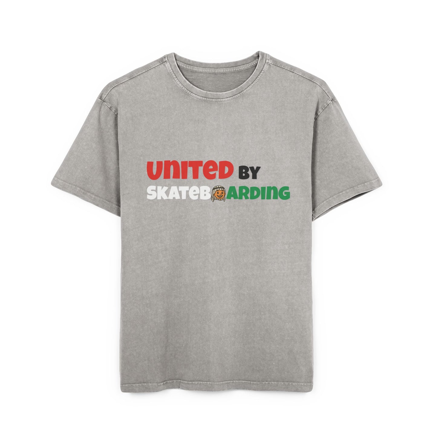 Acid Washed Adult Oversized Premium T-Shirt United For Gaza Asphalt Front