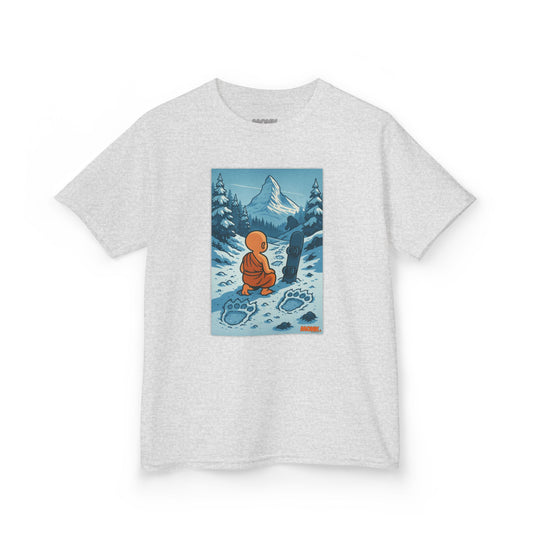 Youth T-shirt Breathable Cotton Snow Monk Front View White Color