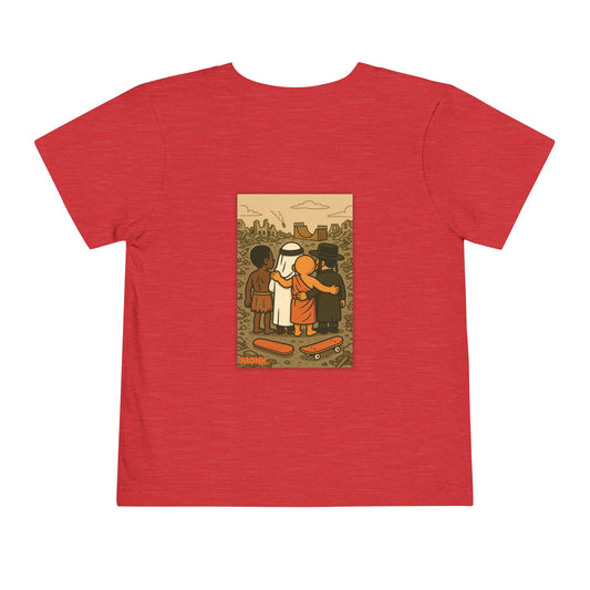 United For Gaza Skateboarding T-Shirt 100% Cotton Kid Back View Red Color