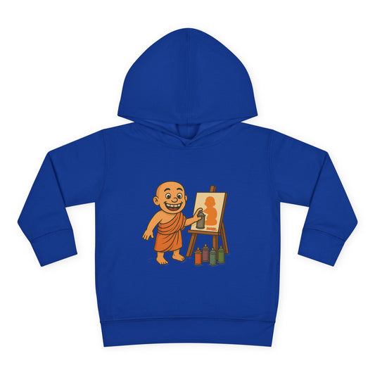 Kids Hoodie Warm Cotton Monk Hide and Seek Front View Heather True Royal Blue Color