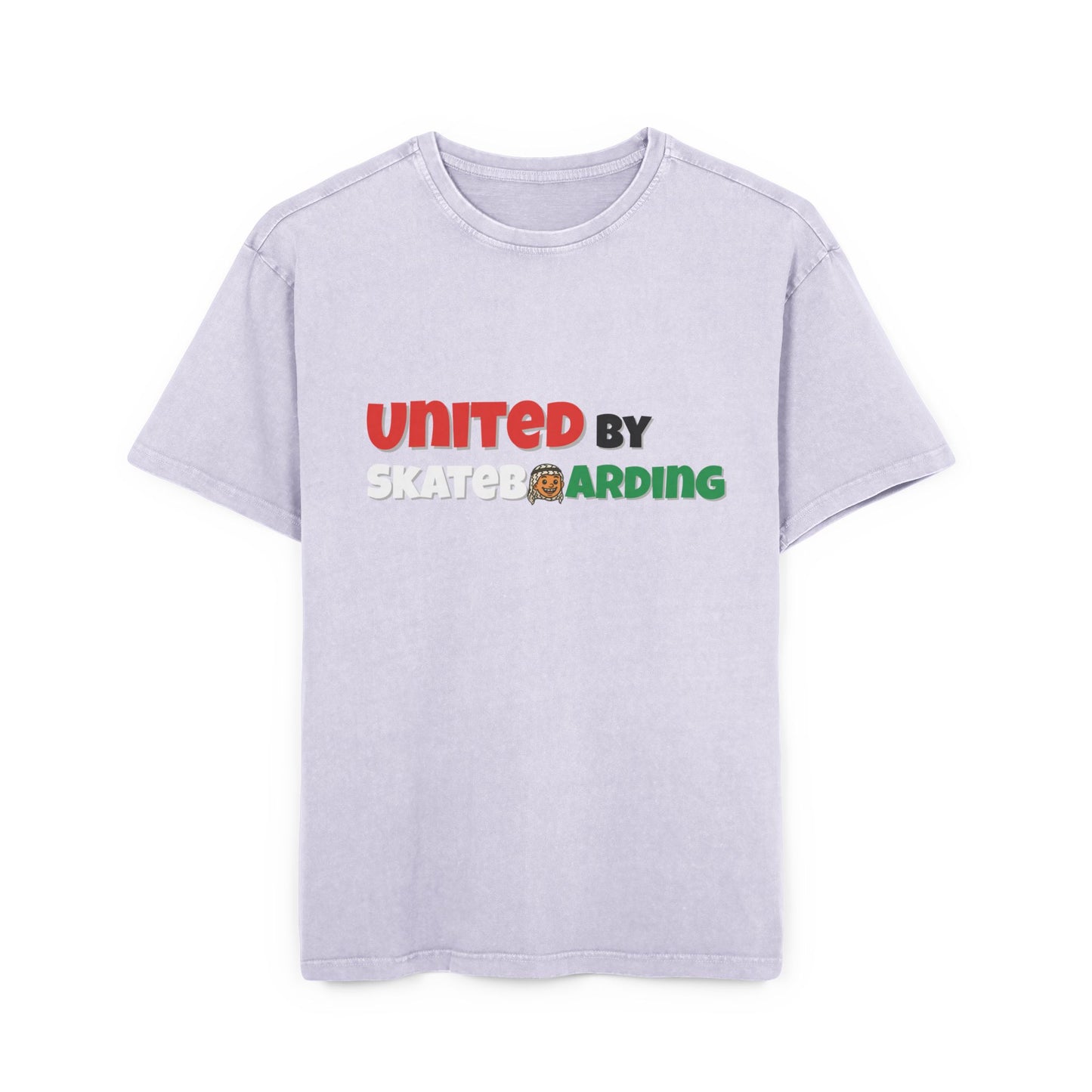 Acid Washed Adult Oversized Premium T-Shirt United For Gaza Lilac Front