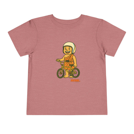 T-shirt Kid Comfortable Cotton Monk Easy Rider Front View Heather Mauve Color