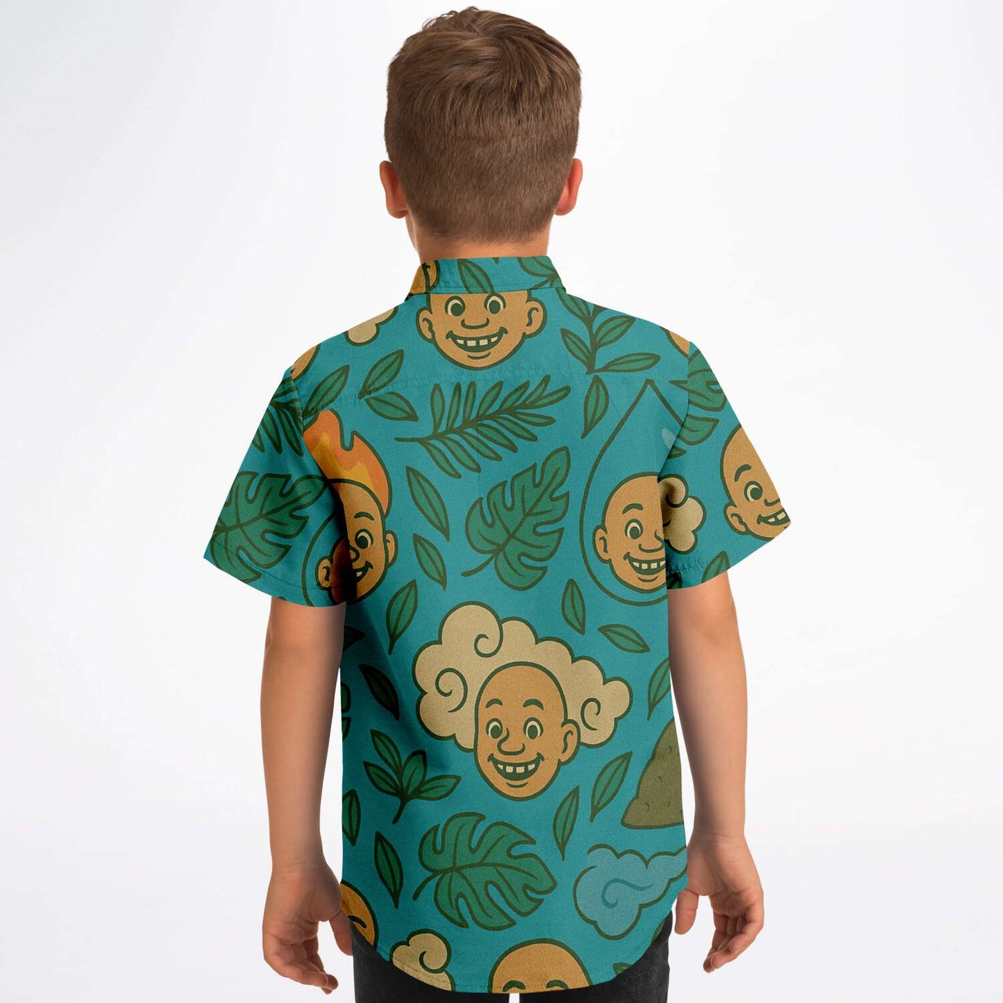 Kid and Youth Hawaiian Shirt Summer 5 Elements Monk Boy Back View