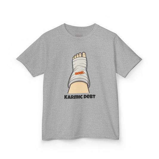 Youth T-shirt Breathable Cotton Monk Karma Front View Sports Grey Color