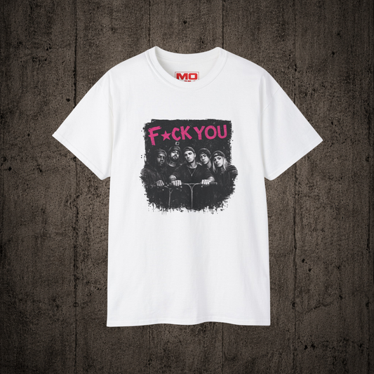 F*CK YOU graphic t-shirt in White inspired by freestyle scootering and urban culture.