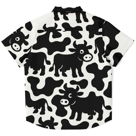 Kid and Youth Hawaiian Shirt Swiss Landscape Cow Pattern Back View