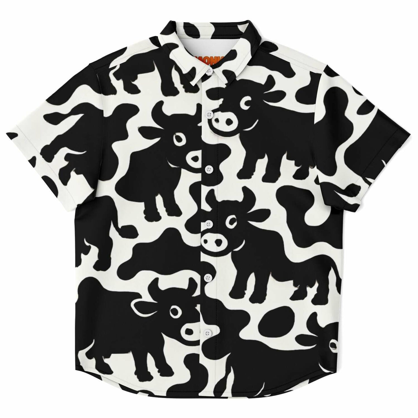 Kid and Youth Hawaiian Shirt Swiss Landscape Cow Pattern Front View