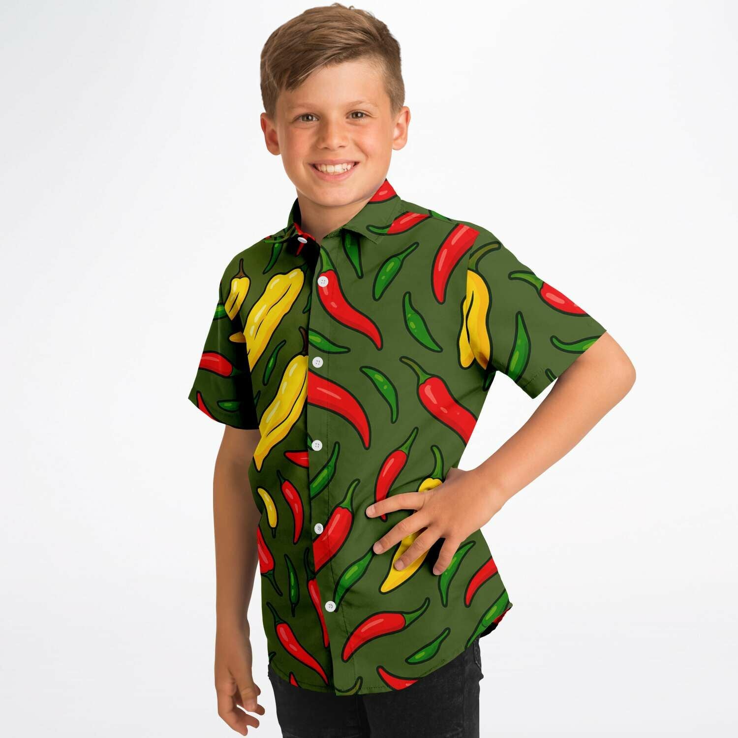 Kids/Youth Hawaiian Shirt Red Hot Chili Peppers Boy Side View