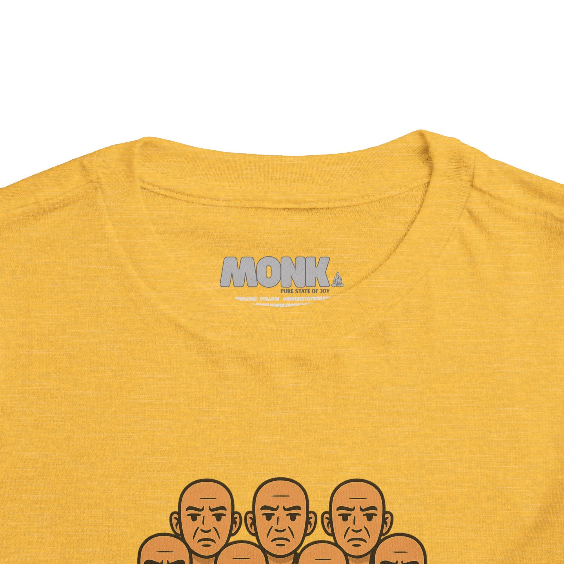T-shirt Kid Comfortable Cotton MonkBe Yourself Collar Front View Heather Yellow Gold Color