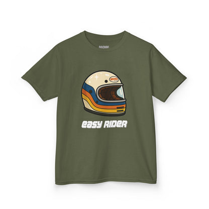 T-shirt Youth 100% Cotton Live To Ride  Monk Front View Military Green Color 