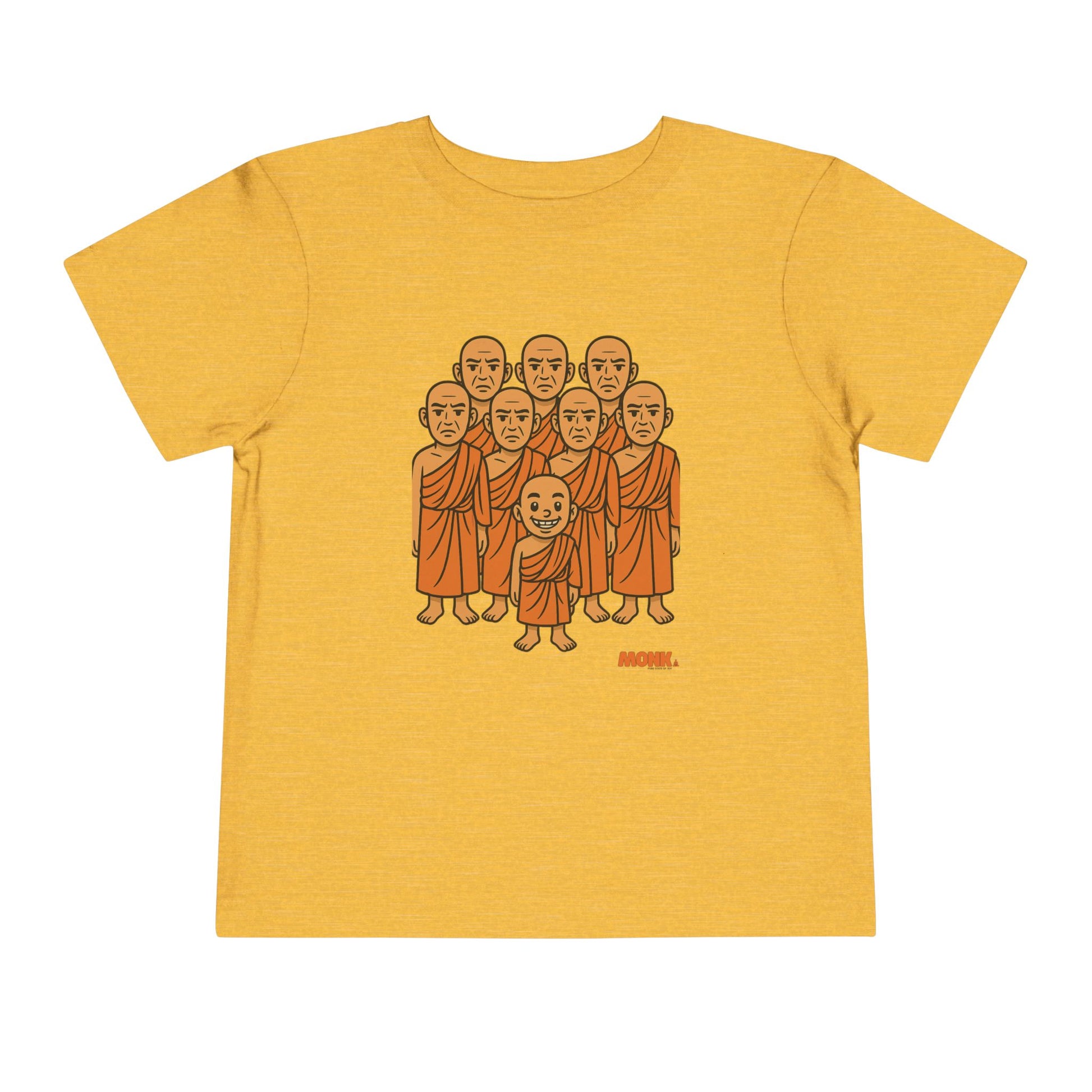 T-shirt Kid Comfortable Cotton Monk Be Yourself Front View Heather Yellow Gold Color