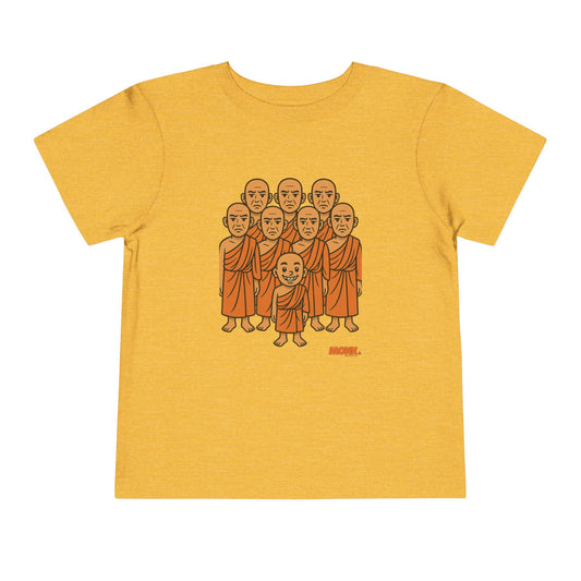 T-shirt Kid Comfortable Cotton Monk Be Yourself Front View Heather Yellow Gold Color