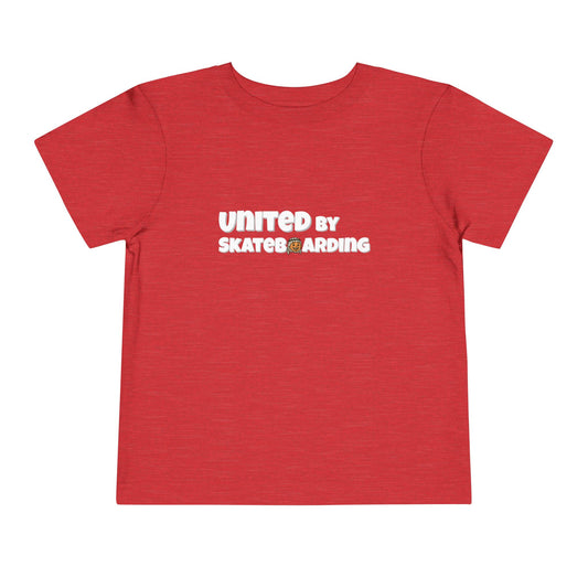 United For Gaza Skateboarding T-Shirt 100% Cotton Kid Front View Red Color
