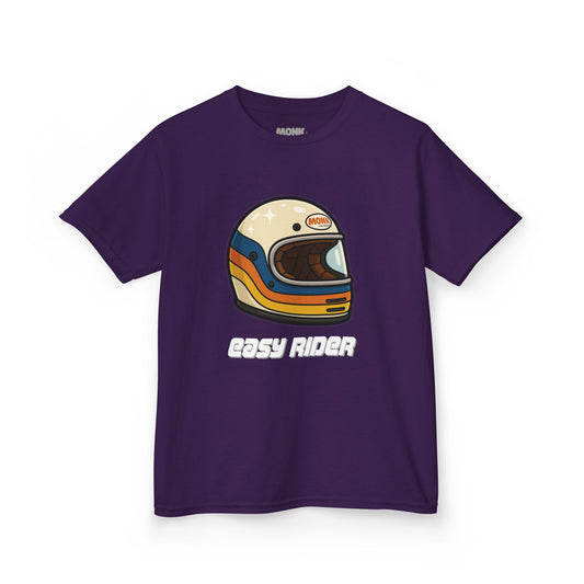 T-shirt Youth 100% Cotton Live To Ride  Monk Front View Purple Color 