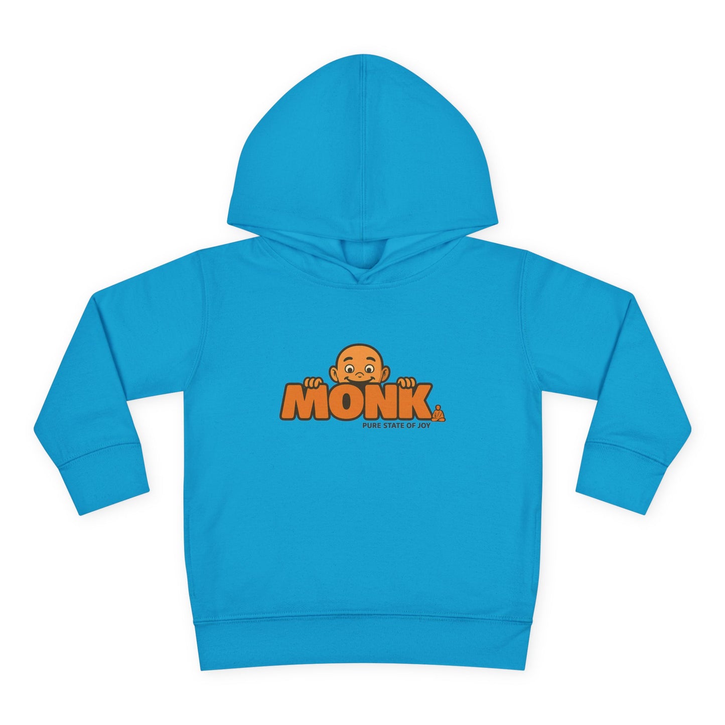 Kids Hoodie Warm Cotton Monk Hide and Seek Front View Turquoise Color