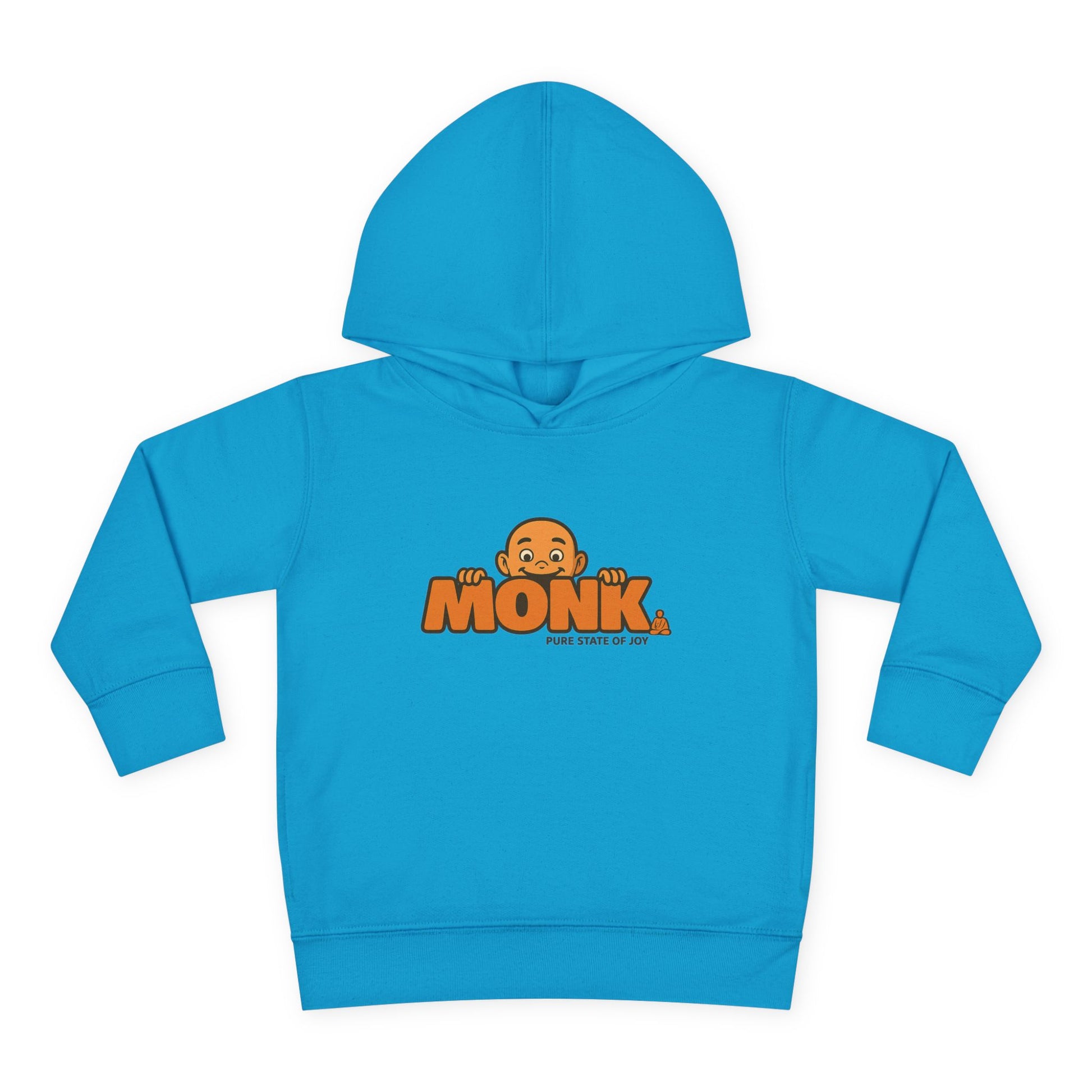 Kids Hoodie Warm Cotton Monk Hide and Seek Front View Turquoise Color