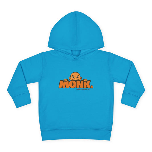 Kids Hoodie Warm Cotton Monk Hide and Seek Front View Turquoise Color
