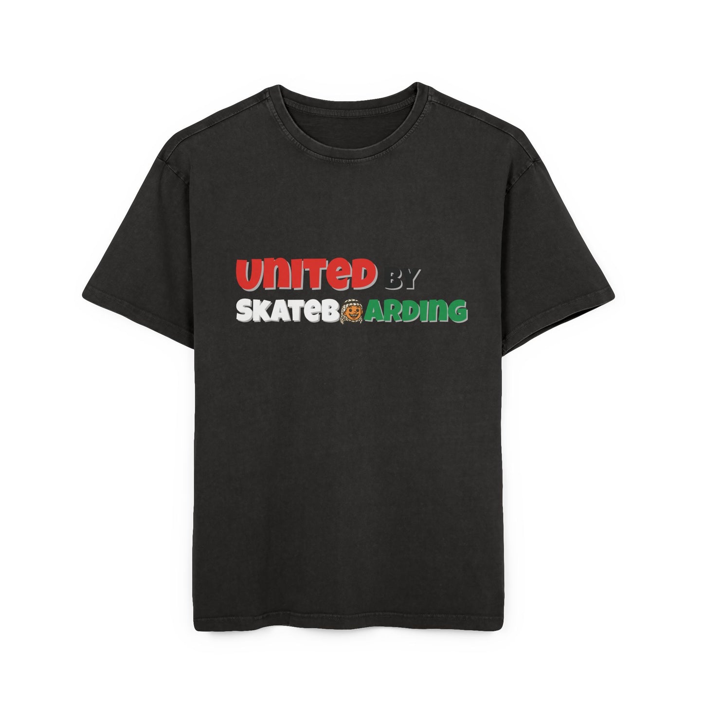Acid Washed Adult Oversized Premium T-Shirt United For Gaza Black Front
