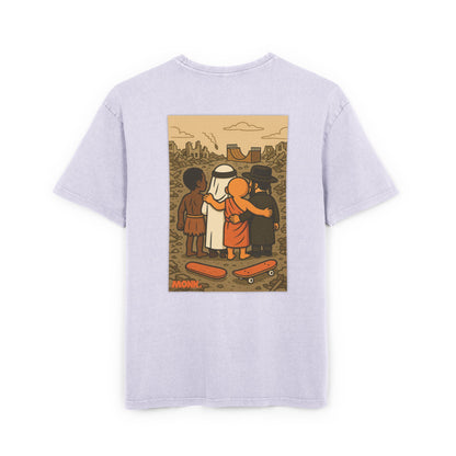 Acid Washed Adult Oversized Premium T-Shirt United For Gaza Lilac Back