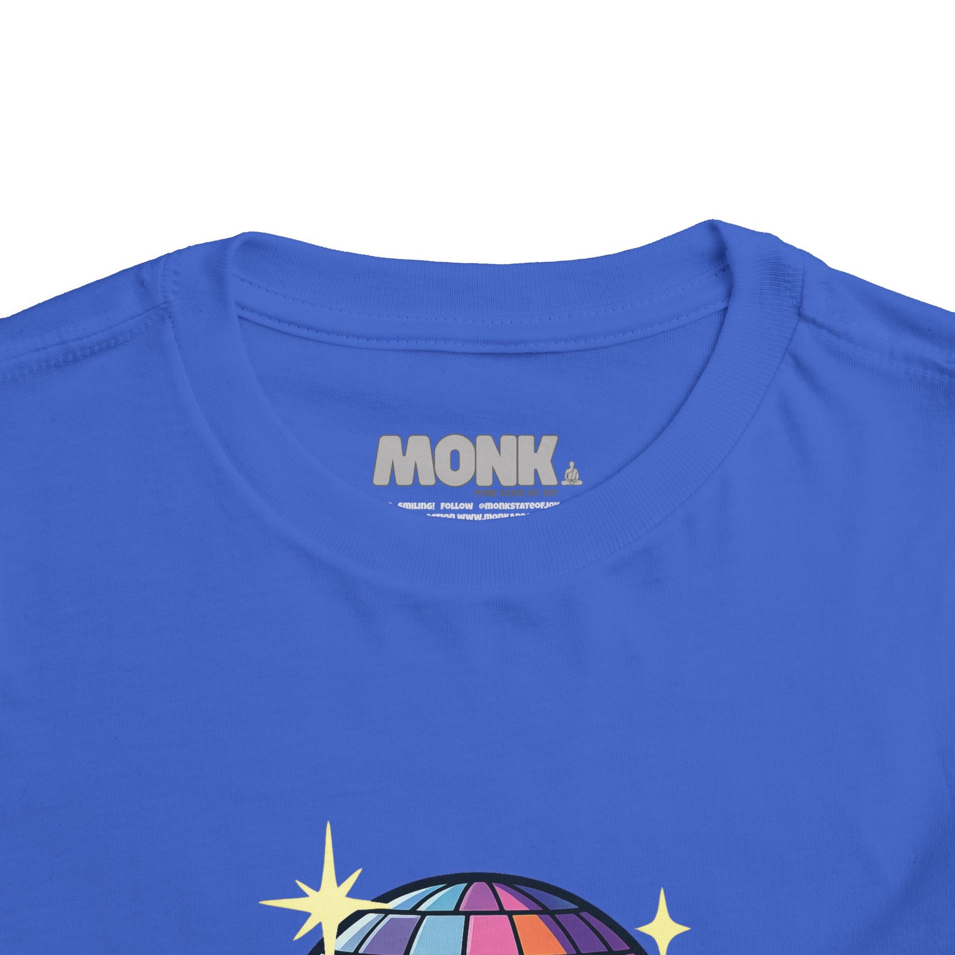 T-shirt Kid Cotton Monk Disco Collar Front View True Royal Blue Color