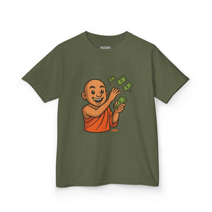 T-shirt Youth 100% Cotton Give To Receive Front View Military Green Color