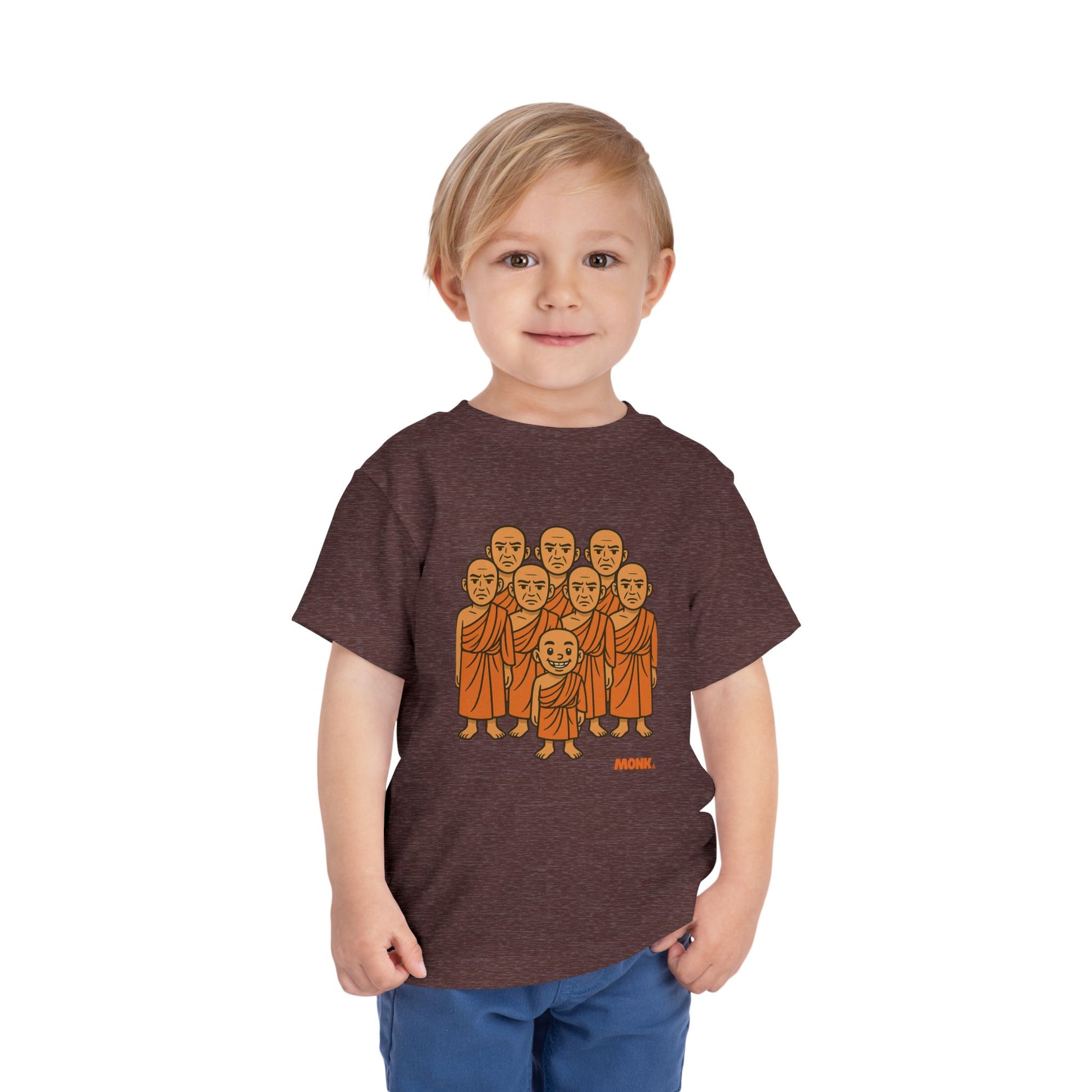 T-shirt Kid Comfortable Cotton Monk Be Yourself Boy Front View Heather Maroon Color