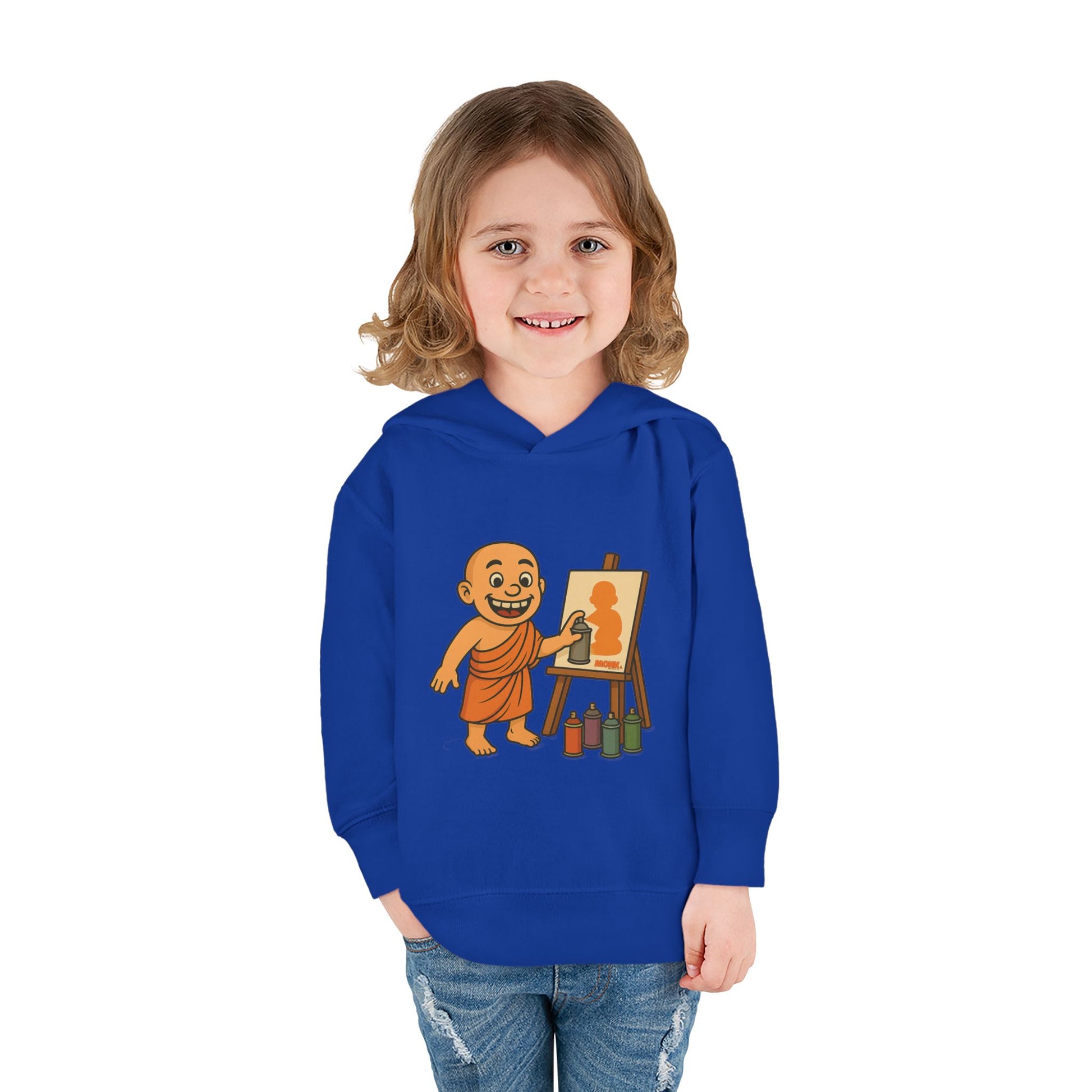 Kids Hoodie Warm Cotton Monk Hide and Seek Girl Front View True Royal Blue Color