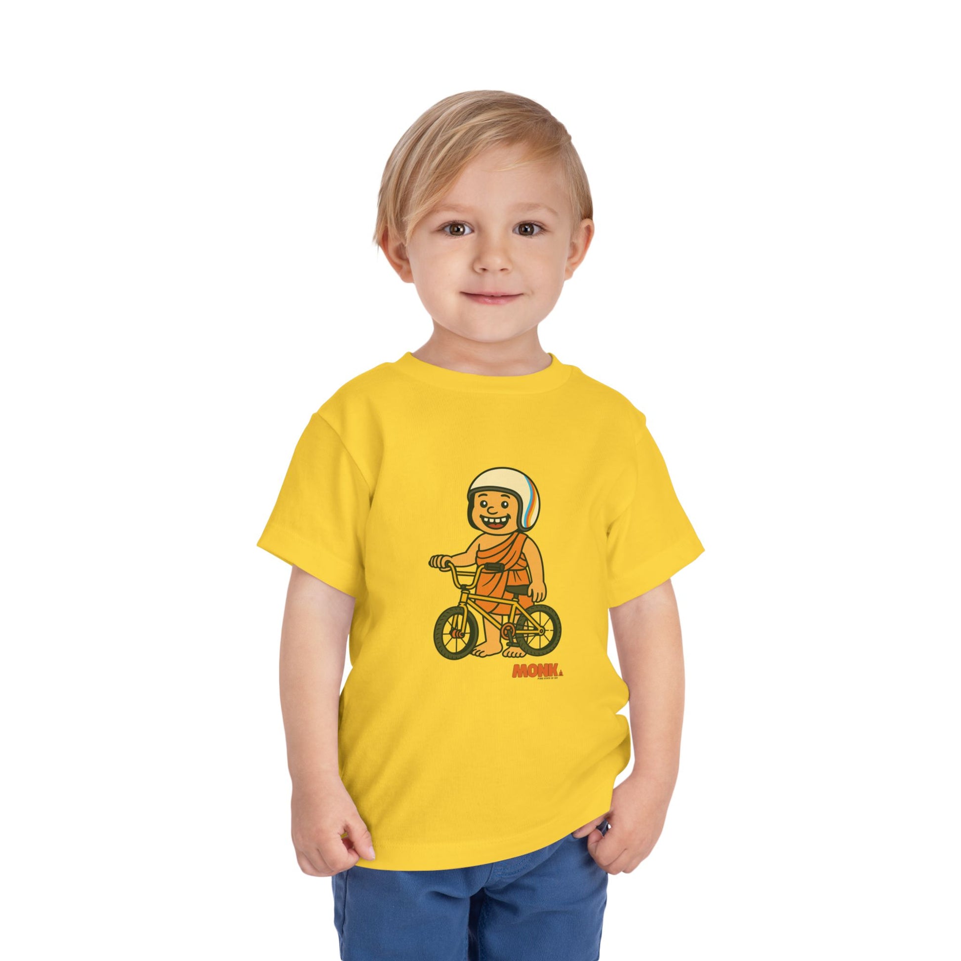 T-shirt Kid Comfortable Cotton Monk Easy Rider Boy Front View Yellow Color