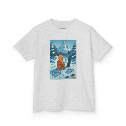 Youth T-shirt Breathable Cotton Snow Monk Front View White Color