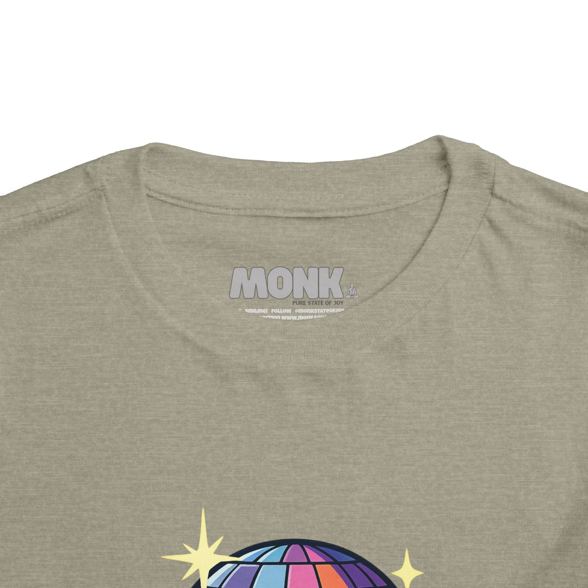 T-shirt Kid Cotton Monk Disco CollarFront View Heather Stone Color