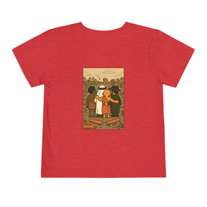 United For Gaza Skateboarding T-Shirt 100% Cotton Kid Back View Red Color