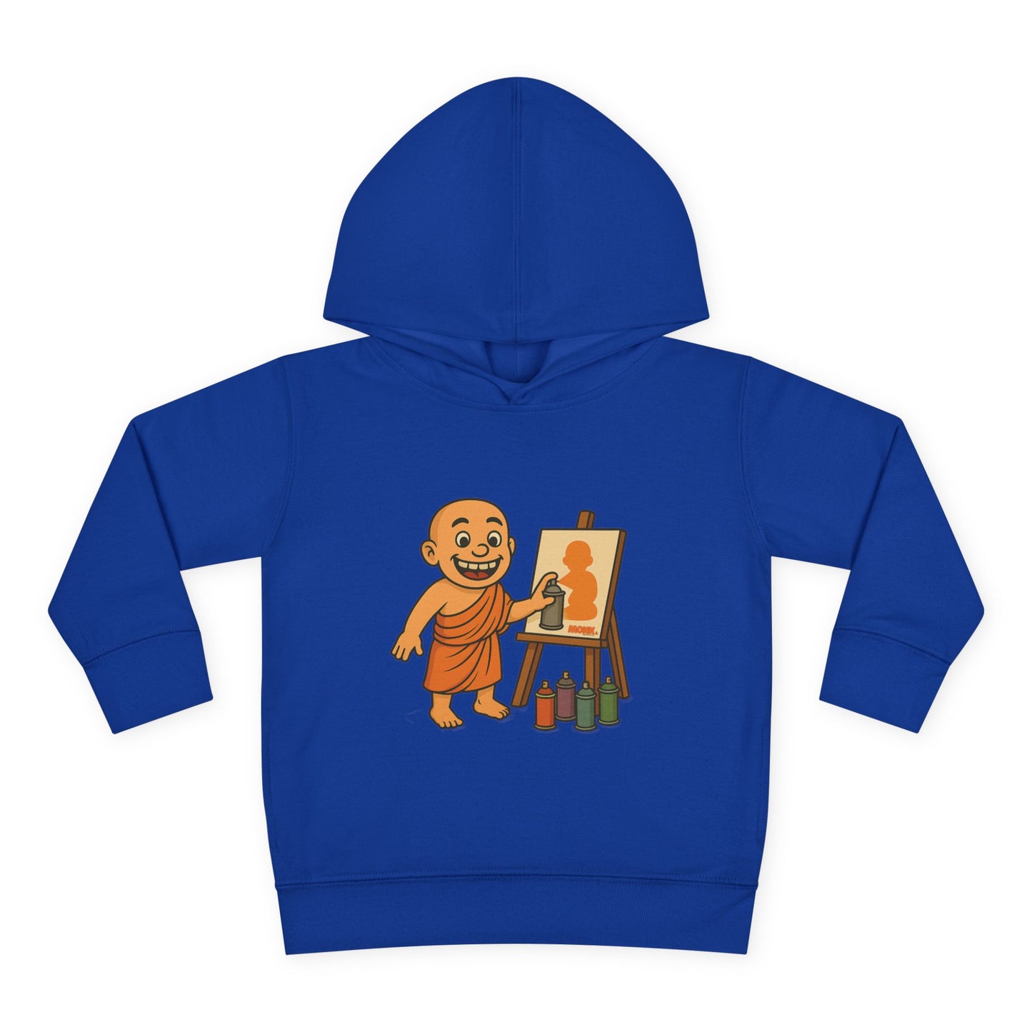 Kids Hoodie Warm Cotton Monk Hide and Seek Front View Heather True Royal Blue Color