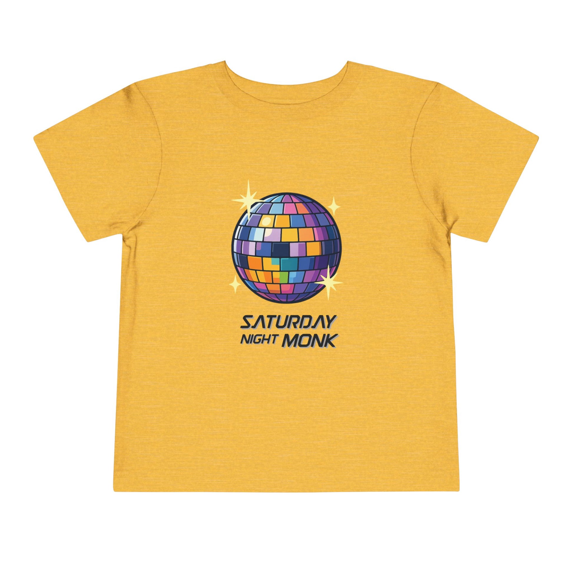T-shirt Kid Cotton Monk Disco Front View Heather Yellow Gold Color