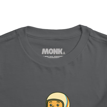 T-shirt Kid Comfortable Cotton Monk Easy Rider Front Collar View Asphalt Color
