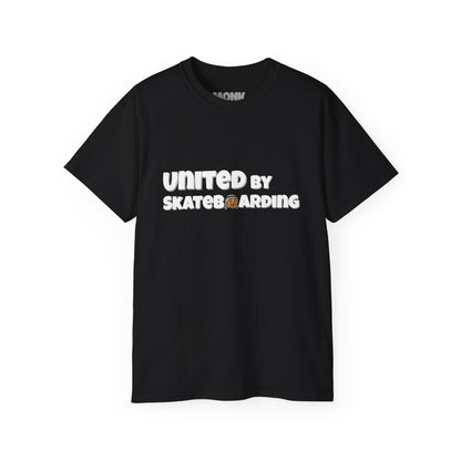 Help Gaza Skateboarding Adult 100% Cotton T-shirt Monk Front View Black Color