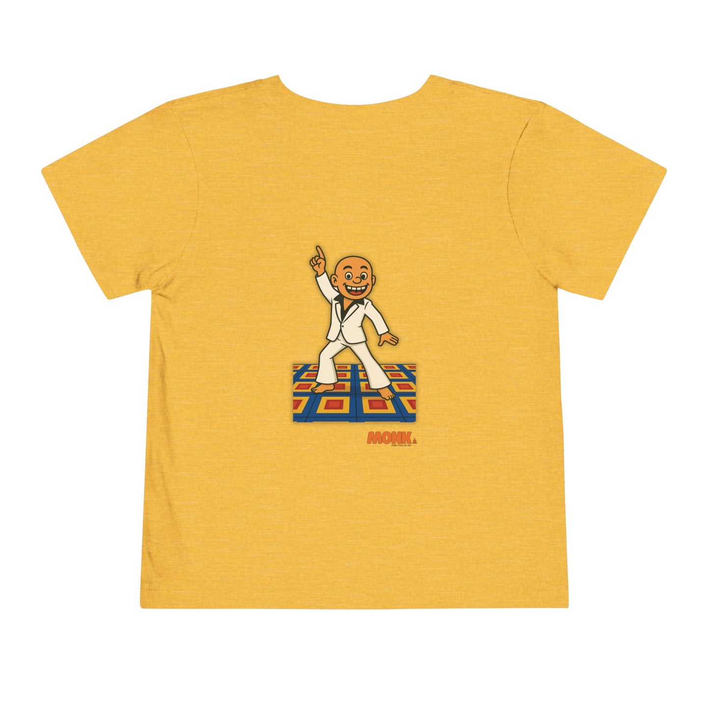 T-shirt Kid Cotton Monk Disco Backt View Heather Yellow Gold Color