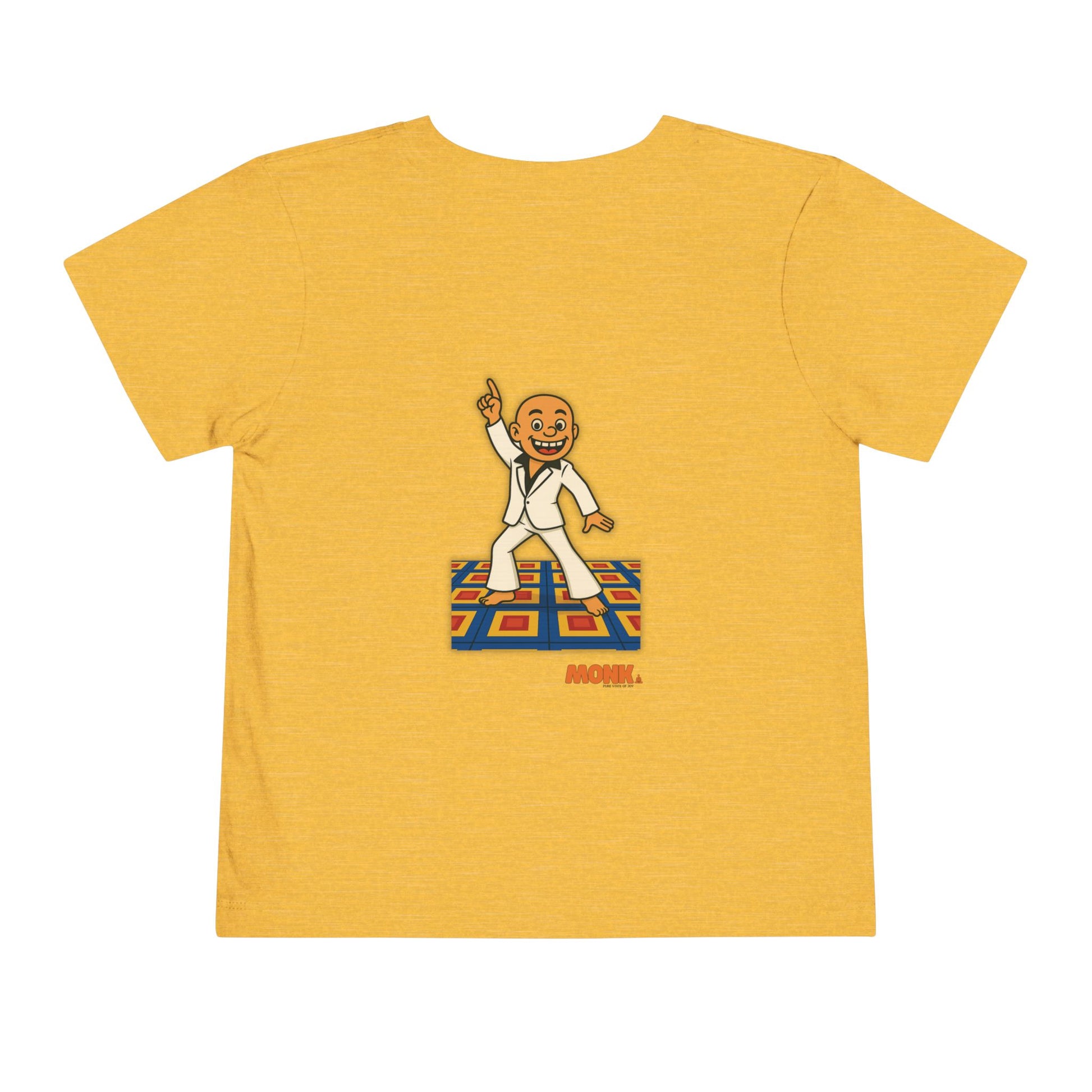 T-shirt Kid Cotton Monk Disco Backt View Heather Yellow Gold Color