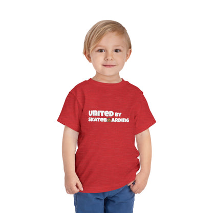 United For Gaza Skateboarding T-Shirt 100% Cotton Kid Help Palestine Front View Red Color
