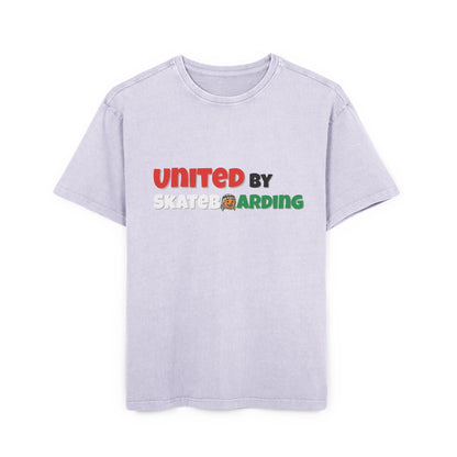 Acid Washed Adult Oversized Premium T-Shirt United For Gaza Lilac Front