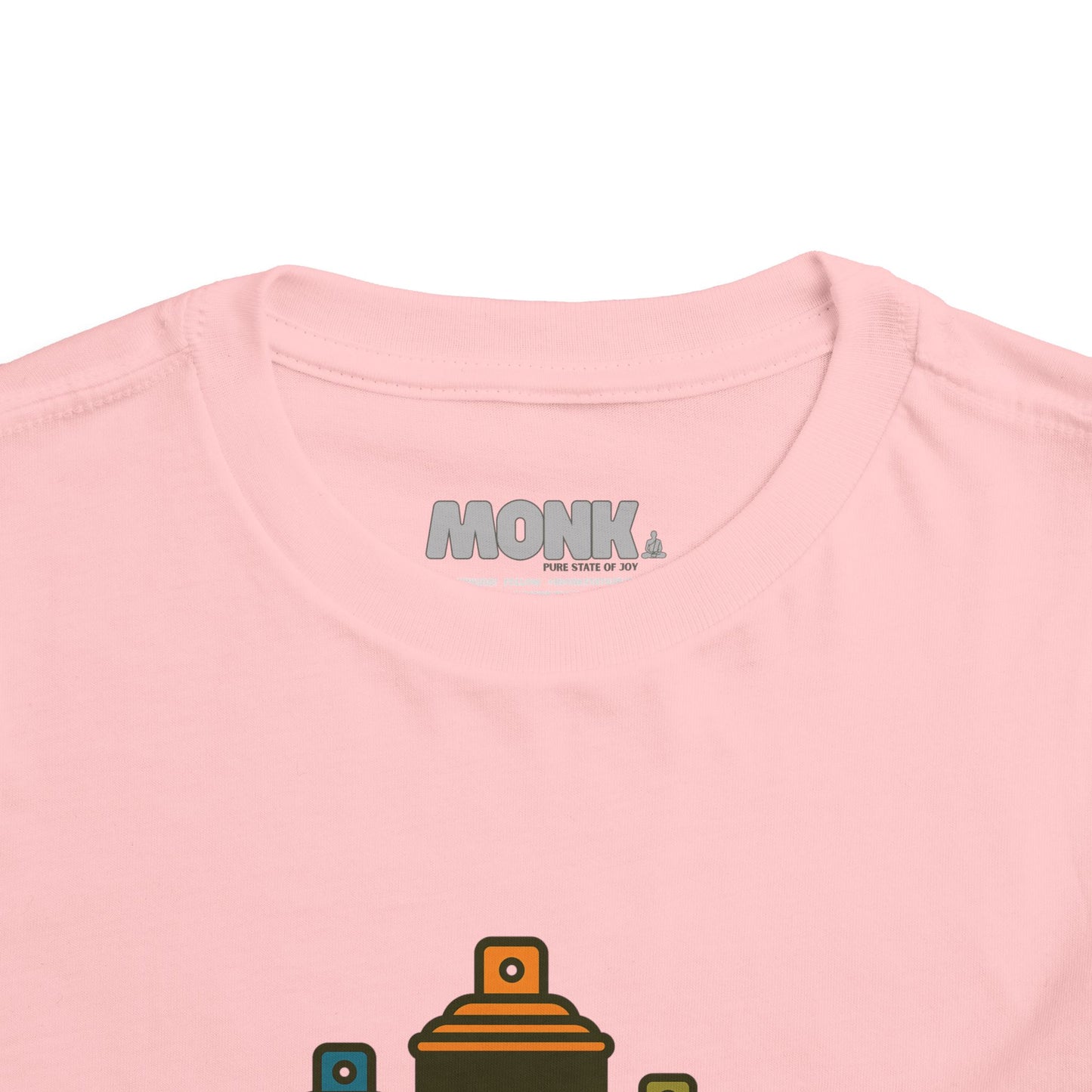 T-shirt Kid Breathable Cotton Monk Speak Loud Front Collar View Pink Color