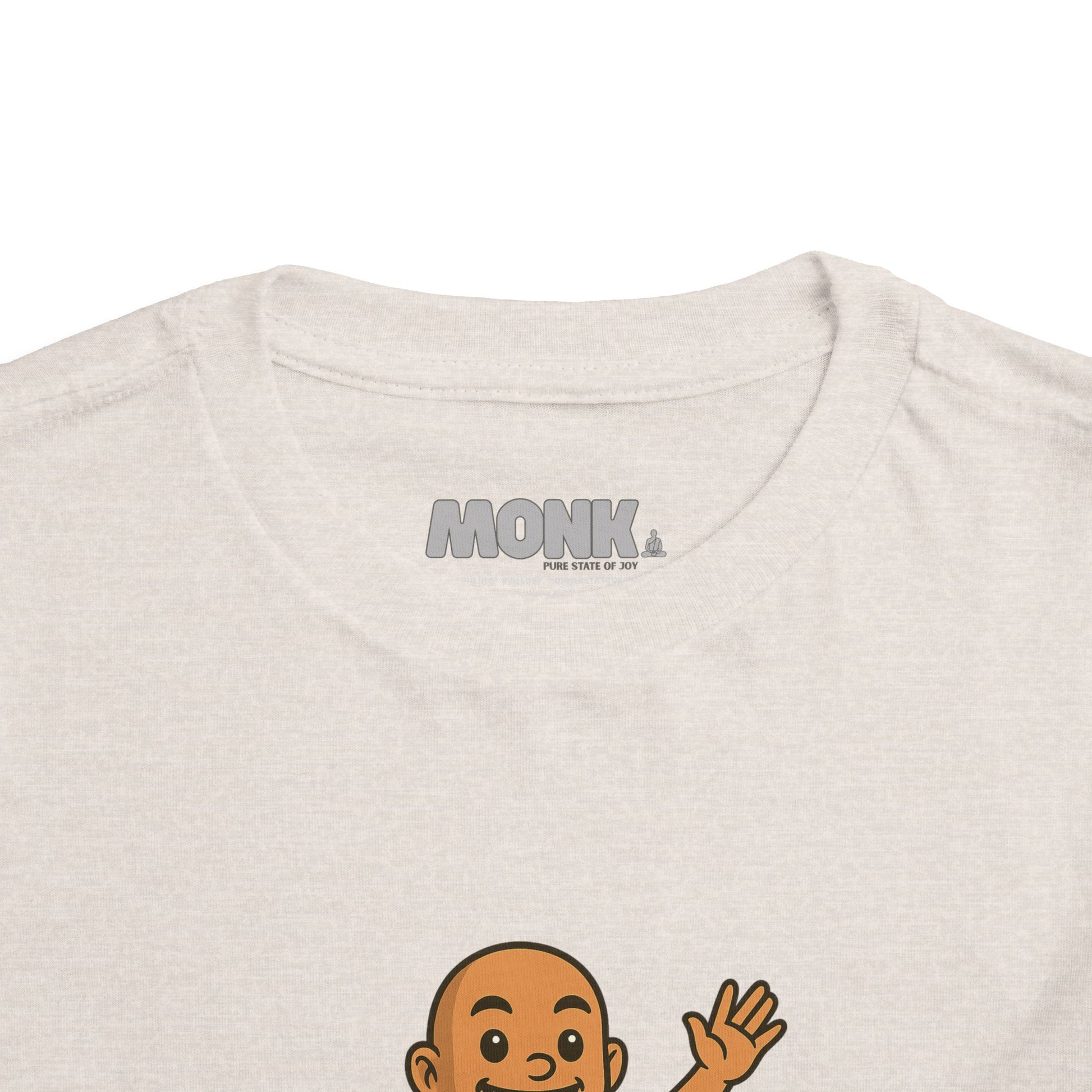 T-shirt Kid Breathable Cotton Monk Rolling Skateboard Collar Front View Heather Dust Color