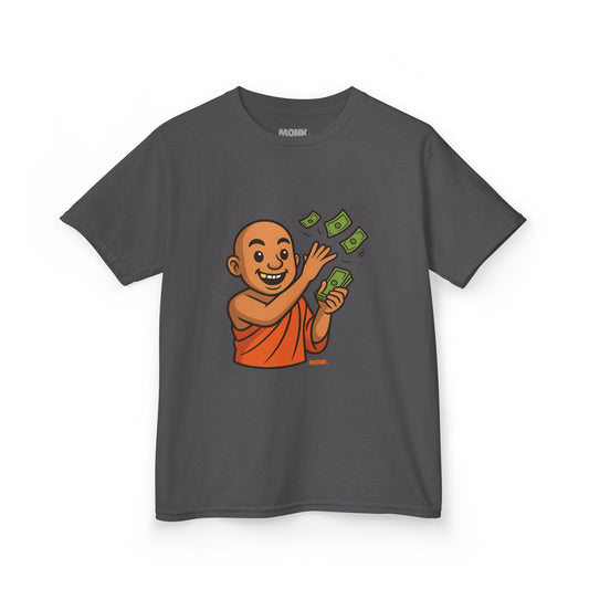 T-shirt Youth 100% Cotton Give To Receive Front View Charcoal Color