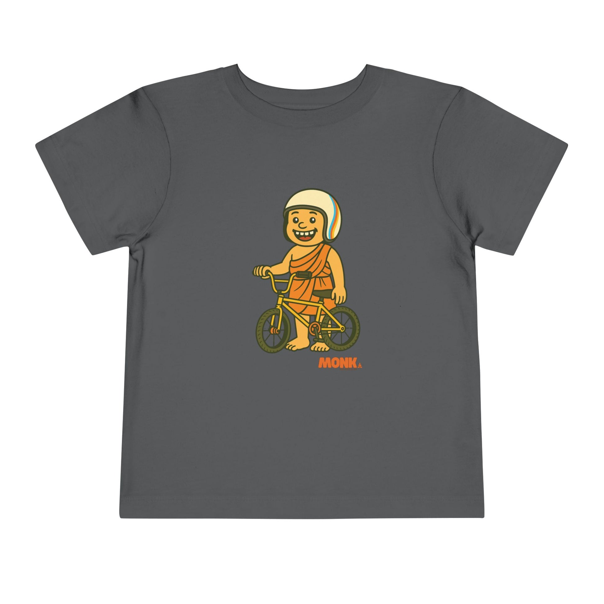 T-shirt Kid Comfortable Cotton Monk Easy Rider Front View Asphalt Color