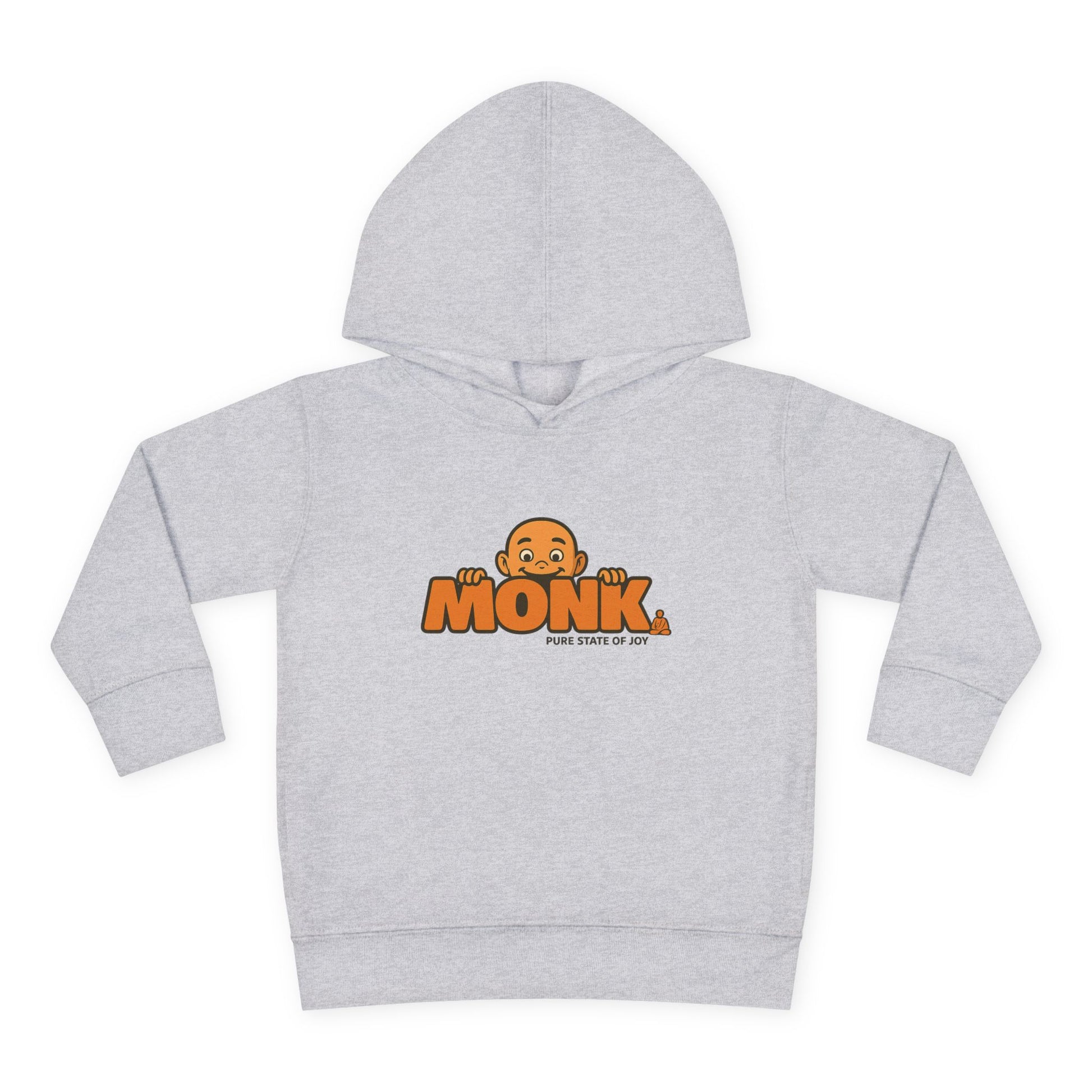 Kids Hoodie Warm Cotton Monk Hide and Seek Front View Heather Color