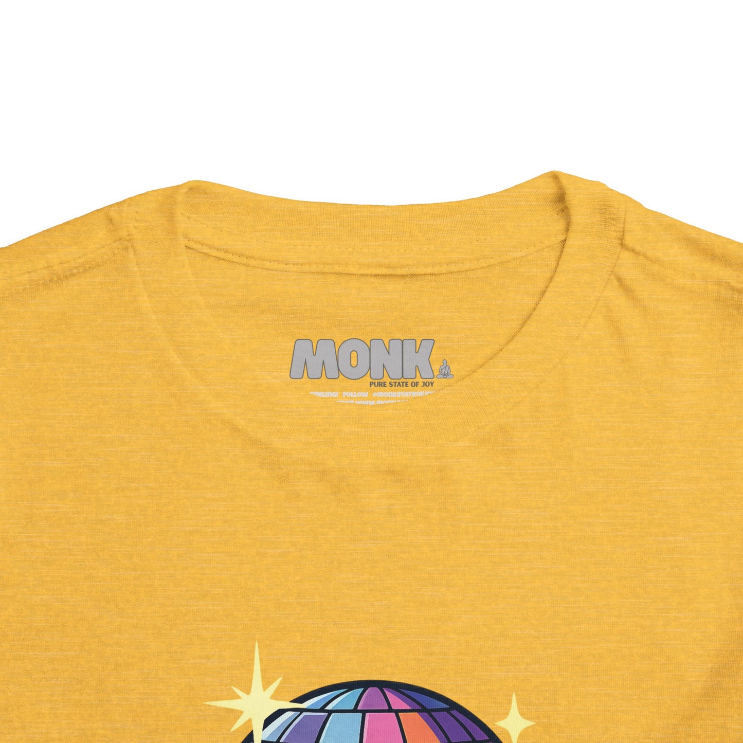 T-shirt Kid Cotton Monk Disco Collar Front View Heather Yellow Gold Color