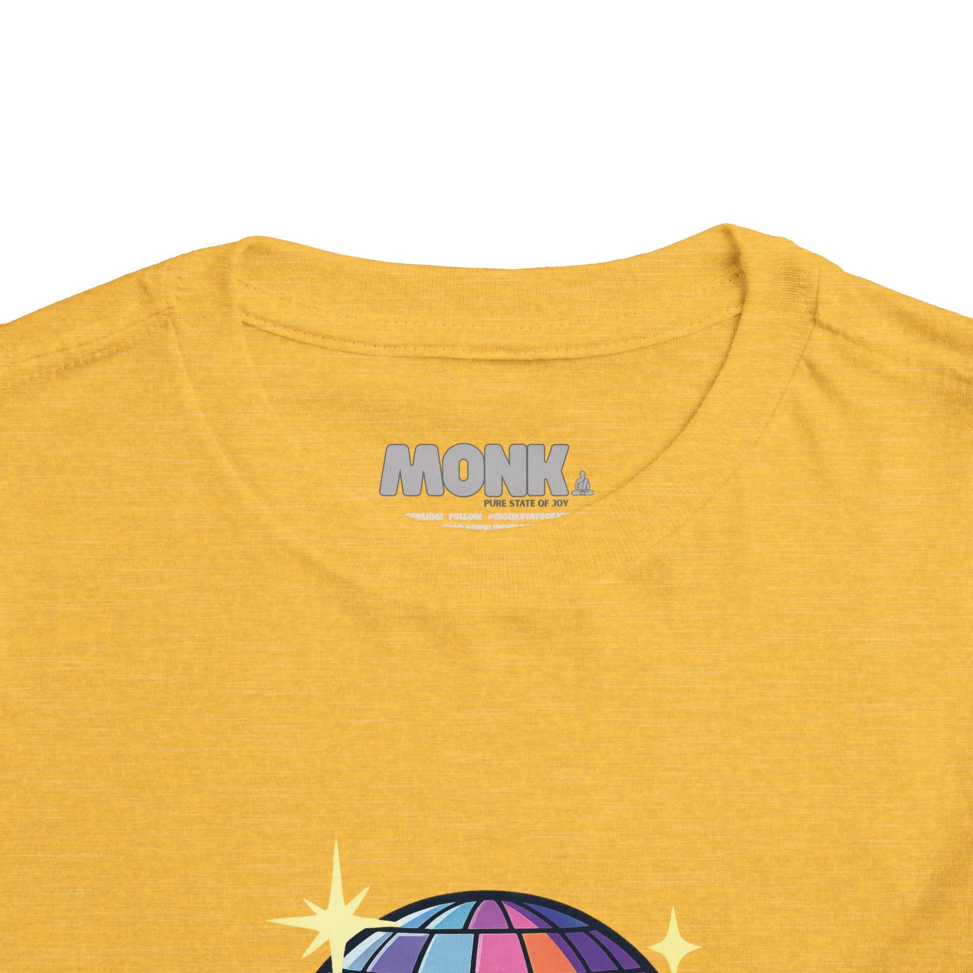 T-shirt Kid Cotton Monk Disco Collar Front View Heather Yellow Gold Color