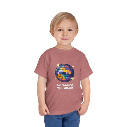 T-shirt Kid Cotton Monk Disco Boy Front View Heather Mauve Color