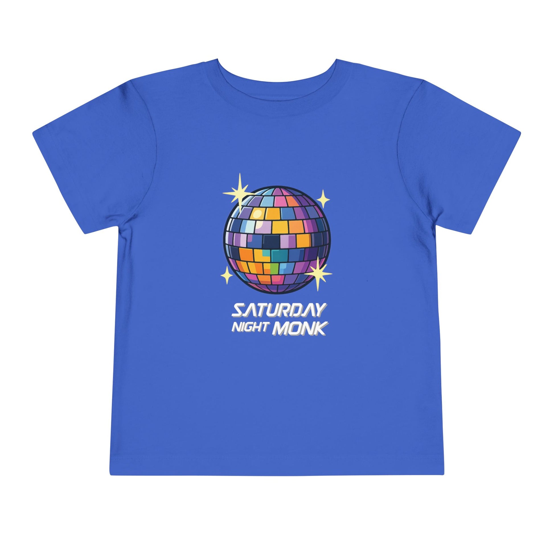 T-shirt Kid Cotton Monk Disco Front View True Royal Blue Color