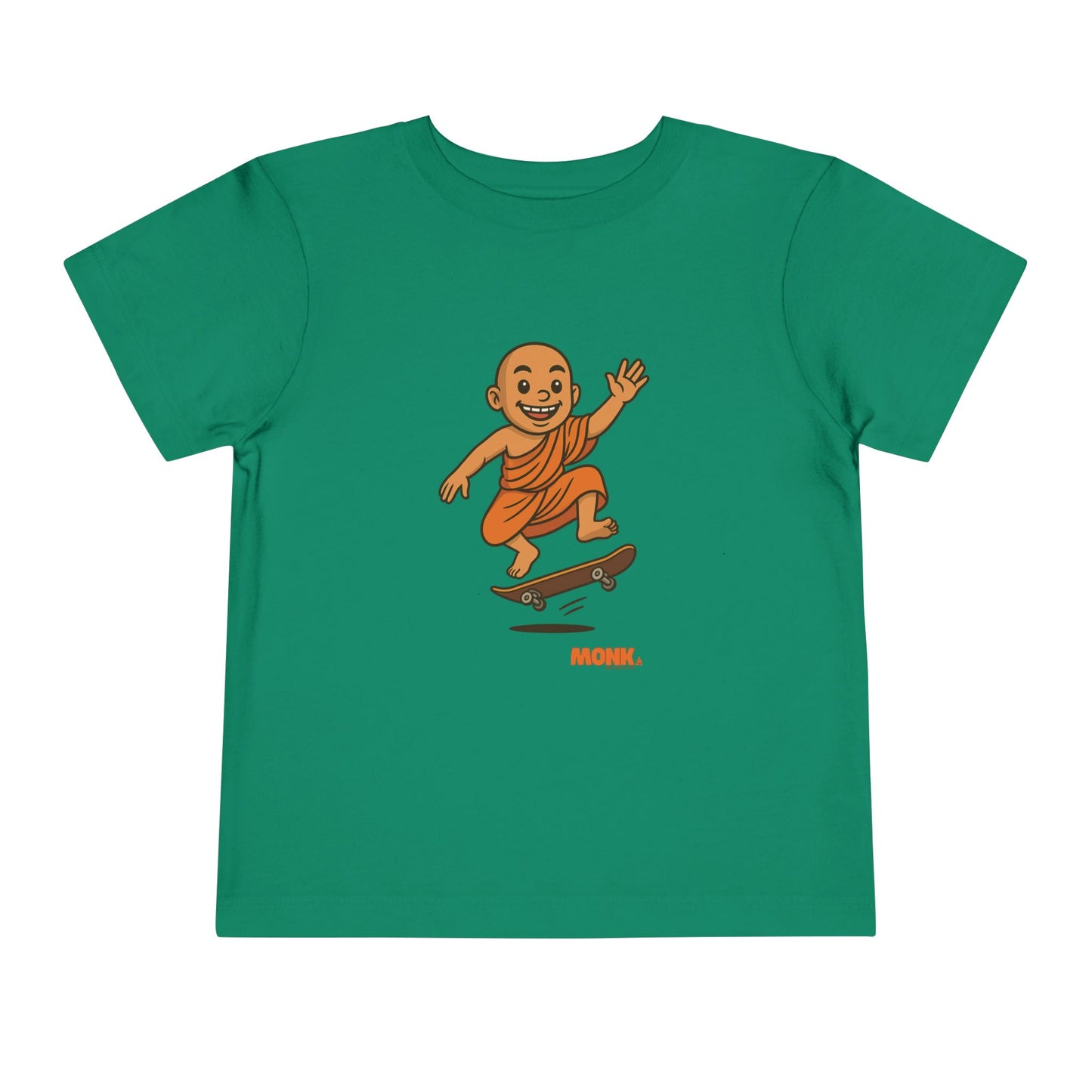 T-shirt Kid Breathable Cotton Monk Rolling Skateboard Front View Heather Kelly Color