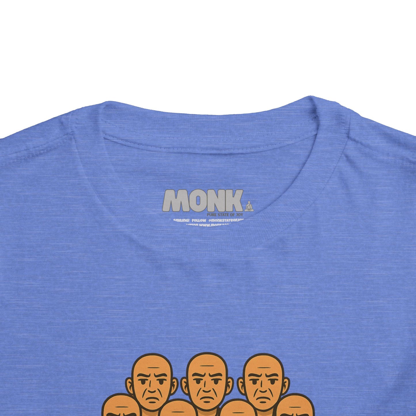 T-shirt Kid Comfortable Cotton MonkBe Yourself Collar Front View Heather Columbia Blue Color